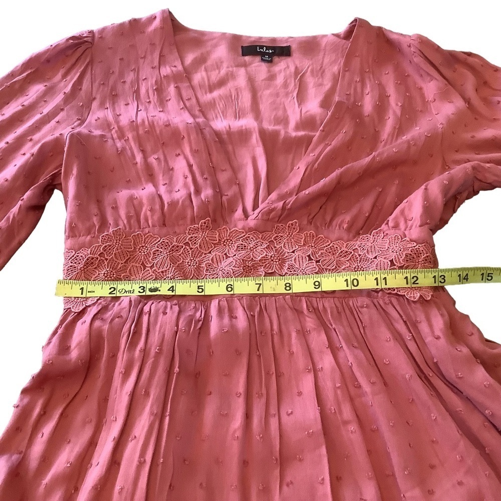 Lulus Charming Approach Dusty Rose Swiss Dot Mini Dress Size M Boho Romantic - Picture 8 of 11